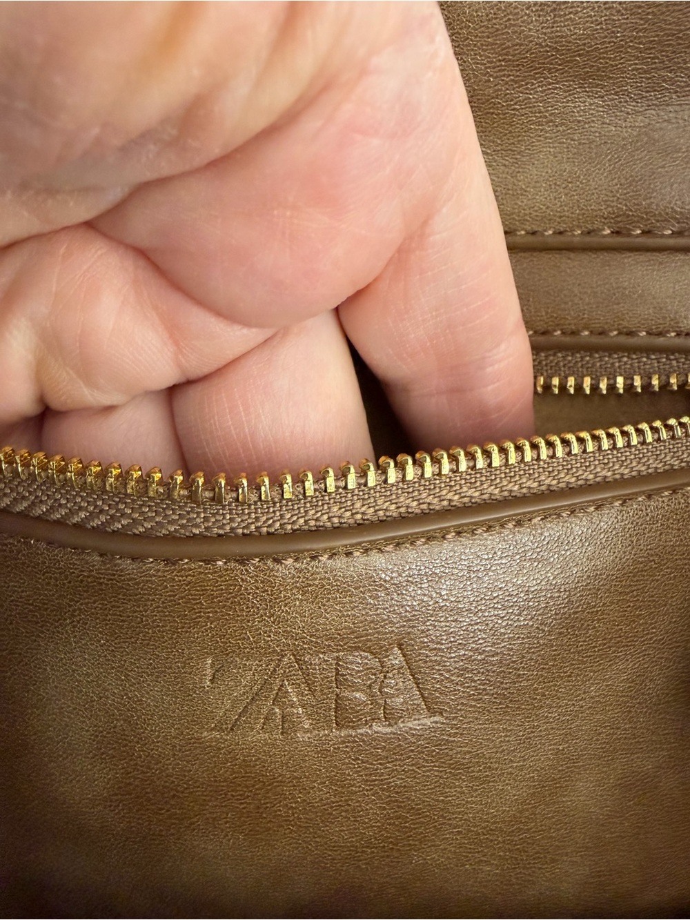 Zara Brown Patchwork Mini Bag with Gold Ring Handle - Picture 6 of 16
